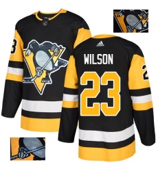 Men's Adidas Pittsburgh Penguins #23 Scott Wilson Authentic Black Fashion Gold NHL Jersey