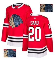 Men's Adidas Chicago Blackhawks #20 Brandon Saad Authentic Red Fashion Gold NHL Jersey