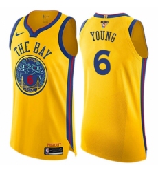 Youth Nike Golden State Warriors #6 Nick Young Swingman Gold 2018 NBA Finals Bound NBA Jersey - City Edition