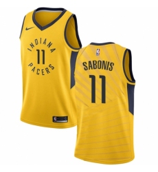 Men's Nike Indiana Pacers #11 Domantas Sabonis Authentic Gold NBA Jersey Statement Edition
