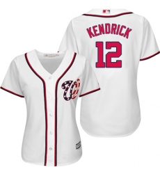 Women's Majestic Washington Nationals #12 Howie Kendrick Authentic White Home Cool Base MLB Jersey