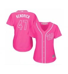 Women's Washington Nationals #47 Howie Kendrick Replica Pink Fashion Cool Base Baseball Jersey