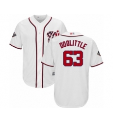 Youth Washington Nationals #63 Sean Doolittle Authentic White Home Cool Base 2019 World Series Bound Baseball Jersey