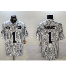 Men's New York Giants #1 Malik Nabers 2024 F.U.S.E Arctic Camo Salute To Service Limited Stitched Football Jersey