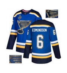 Men's St. Louis Blues #6 Joel Edmundson Authentic Royal Blue Fashion Gold 2019 Stanley Cup Final Bound Hockey Jersey