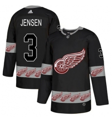 Men's Adidas Detroit Red Wings #3 Nick Jensen Authentic Black Team Logo Fashion NHL Jersey