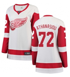 Women's Detroit Red Wings #72 Andreas Athanasiou Authentic White Away Fanatics Branded Breakaway NHL Jersey