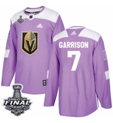 Youth Adidas Vegas Golden Knights #7 Jason Garrison Authentic Purple Fights Cancer Practice 2018 Stanley Cup Final NHL Jersey