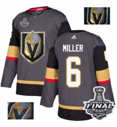 Men's Adidas Vegas Golden Knights #6 Colin Miller Authentic Gray Fashion Gold 2018 Stanley Cup Final NHL Jersey