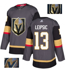 Men's Adidas Vegas Golden Knights #13 Brendan Leipsic Authentic Gray Fashion Gold NHL Jersey