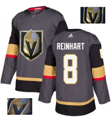 Men's Adidas Vegas Golden Knights #8 Griffin Reinhart Authentic Gray Fashion Gold NHL Jersey