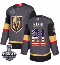 Youth Adidas Vegas Golden Knights #21 Cody Eakin Authentic Gray USA Flag Fashion 2018 Stanley Cup Final NHL Jersey