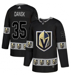 Men's Adidas Vegas Golden Knights #35 Oscar Dansk Authentic Black Team Logo Fashion NHL Jersey