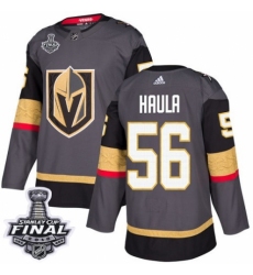 Men's Adidas Vegas Golden Knights #56 Erik Haula Authentic Gray Home 2018 Stanley Cup Final NHL Jersey