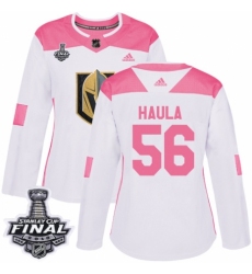 Women's Adidas Vegas Golden Knights #56 Erik Haula Authentic White/Pink Fashion 2018 Stanley Cup Final NHL Jersey
