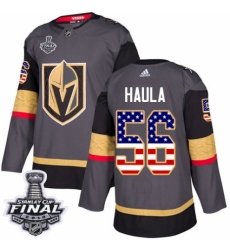 Youth Adidas Vegas Golden Knights #56 Erik Haula Authentic Gray USA Flag Fashion 2018 Stanley Cup Final NHL Jersey
