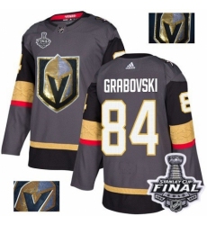 Men's Adidas Vegas Golden Knights #84 Mikhail Grabovski Authentic Gray Fashion Gold 2018 Stanley Cup Final NHL Jersey