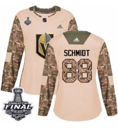 Women's Adidas Vegas Golden Knights #88 Nate Schmidt Authentic Camo Veterans Day Practice 2018 Stanley Cup Final NHL Jersey