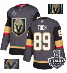 Men's Adidas Vegas Golden Knights #89 Alex Tuch Authentic Gray Fashion Gold 2018 Stanley Cup Final NHL Jersey
