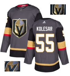 Men's Adidas Vegas Golden Knights #55 Keegan Kolesar Authentic Gray Fashion Gold NHL Jersey