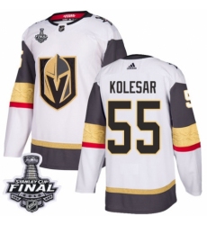 Women's Adidas Vegas Golden Knights #55 Keegan Kolesar Authentic White Away 2018 Stanley Cup Final NHL Jersey