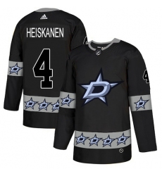 Men's Adidas Dallas Stars #4 Miro Heiskanen Authentic Black Team Logo Fashion NHL Jersey