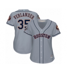 Women's Houston Astros #35 Justin Verlander Authentic Grey Road Cool Base 2019 World Series Bound Baseball Jersey