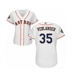 Women's Houston Astros #35 Justin Verlander Authentic White Home Cool Base 2019 World Series Bound Baseball Jersey
