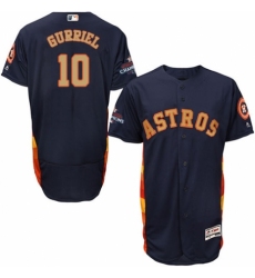 Men's Majestic Houston Astros #10 Yuli Gurriel Navy Blue Alternate 2018 Gold Program Flex Base Authentic Collection MLB Jersey