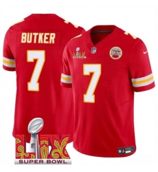 Men's Kansas City Chiefs #7 Harrison Butker Red 2025 Super Bowl LIX F.U.S.E. Vapor Limited Stitched Football Jersey