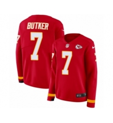 Women's Nike Kansas City Chiefs #7 Harrison Butker Limited Red Therma Long Sleeve NFL Jersey