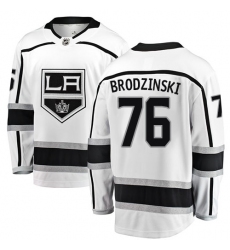 Youth Los Angeles Kings #76 Jonny Brodzinski Authentic White Away Fanatics Branded Breakaway NHL Jersey