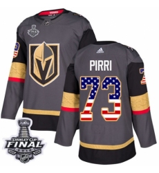 Men's Adidas Vegas Golden Knights #73 Brandon Pirri Authentic Gray USA Flag Fashion 2018 Stanley Cup Final NHL Jersey