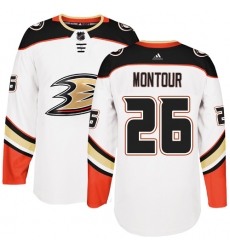 Men's Adidas Anaheim Ducks #26 Brandon Montour Authentic White Away NHL Jersey