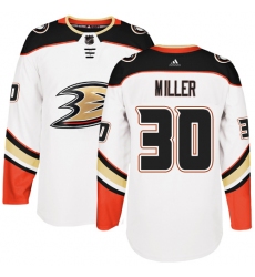 Youth Adidas Anaheim Ducks #30 Ryan Miller Authentic White Away NHL Jersey
