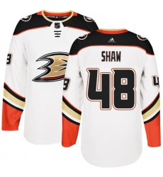 Men's Adidas Anaheim Ducks #48 Logan Shaw Authentic White Away NHL Jersey