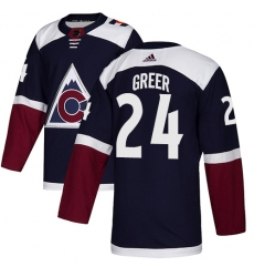 Youth Adidas Colorado Avalanche #24 A.J. Greer Authentic Navy Blue Alternate NHL Jersey