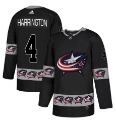 Men's Adidas Columbus Blue Jackets #4 Scott Harrington Authentic Black Team Logo Fashion NHL Jersey