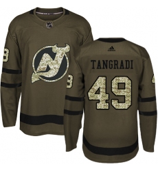 Men's Adidas New Jersey Devils #49 Eric Tangradi Authentic Green Salute to Service NHL Jersey