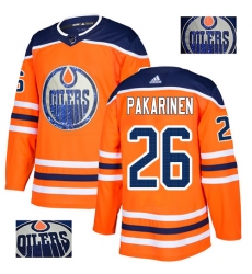 Men's Adidas Edmonton Oilers #26 Iiro Pakarinen Authentic Orange Fashion Gold NHL Jersey