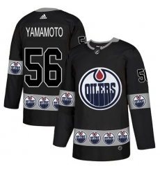Men's Adidas Edmonton Oilers #56 Kailer Yamamoto Authentic Black Team Logo Fashion NHL Jersey