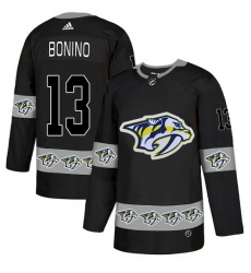 Men's Adidas Nashville Predators #13 Nick Bonino Authentic Black Team Logo Fashion NHL Jersey