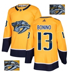 Men's Adidas Nashville Predators #13 Nick Bonino Authentic Gold Fashion Gold NHL Jersey