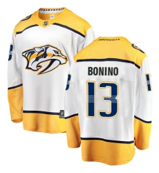 Men's Nashville Predators #13 Nick Bonino Fanatics Branded White Away Breakaway NHL Jersey