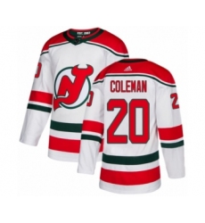 Youth Adidas New Jersey Devils #20 Blake Coleman Authentic White Alternate NHL Jersey