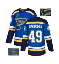 Men's St. Louis Blues #49 Ivan Barbashev Authentic Royal Blue Fashion Gold 2019 Stanley Cup Final Bound Hockey Jersey