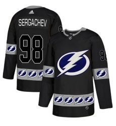 Men's Adidas Tampa Bay Lightning #98 Mikhail Sergachev Authentic Black Team Logo Fashion NHL Jersey