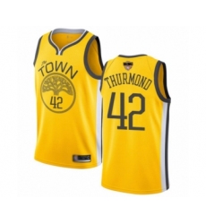 Youth Golden State Warriors #42 Nate Thurmond Yellow Swingman 2019 Basketball Finals Bound Jersey - Earned Edition