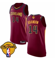 Men's Nike Cleveland Cavaliers #14 Terrell Brandon Authentic Maroon 2018 NBA Finals Bound NBA Jersey - Icon Edition