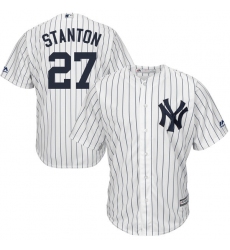 Youth Majestic New York Yankees #27 Giancarlo Stanton Authentic White Home MLB Jersey
